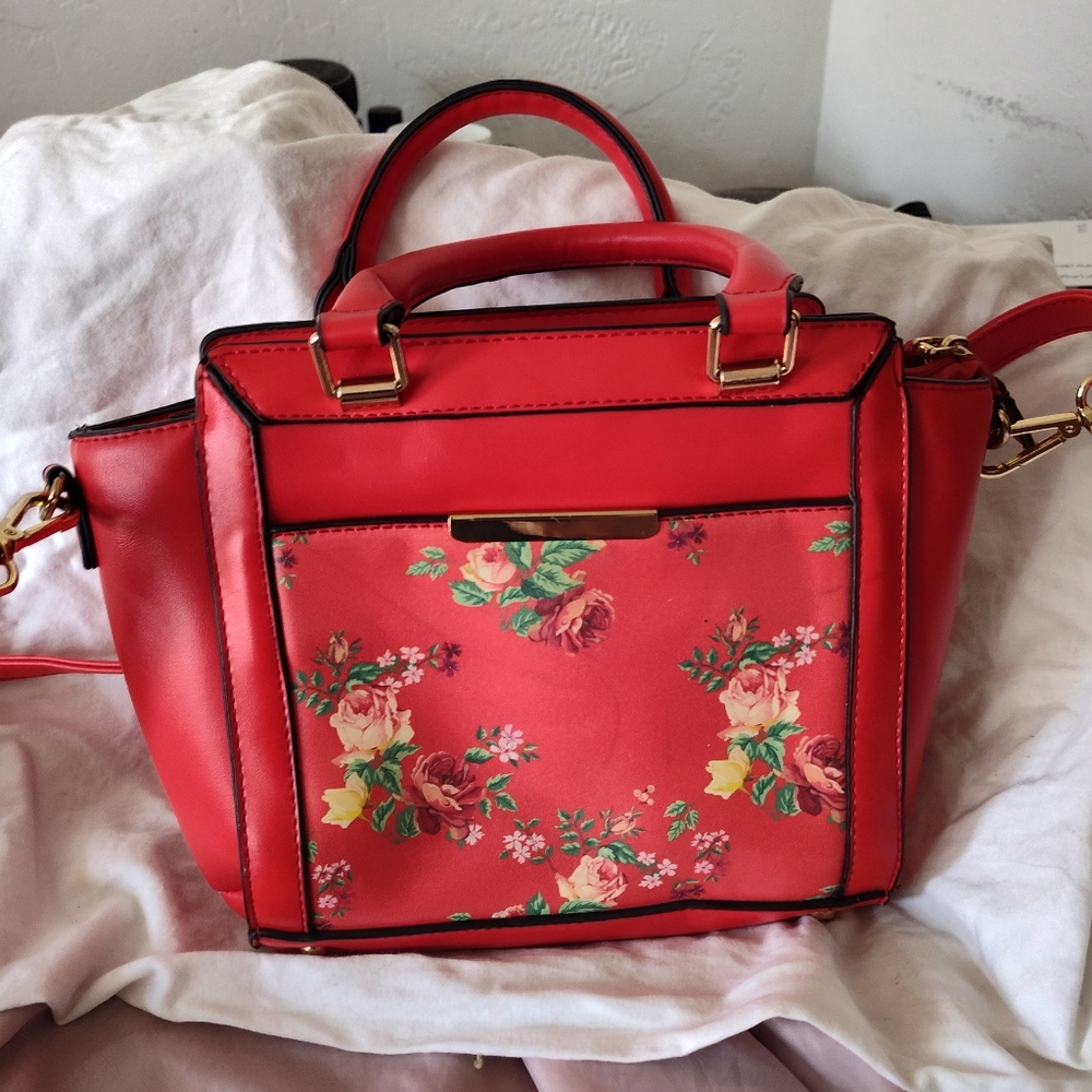 Embroidered Red Purse